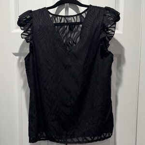 Elegant Black Ruffle Sleeve Blouse
